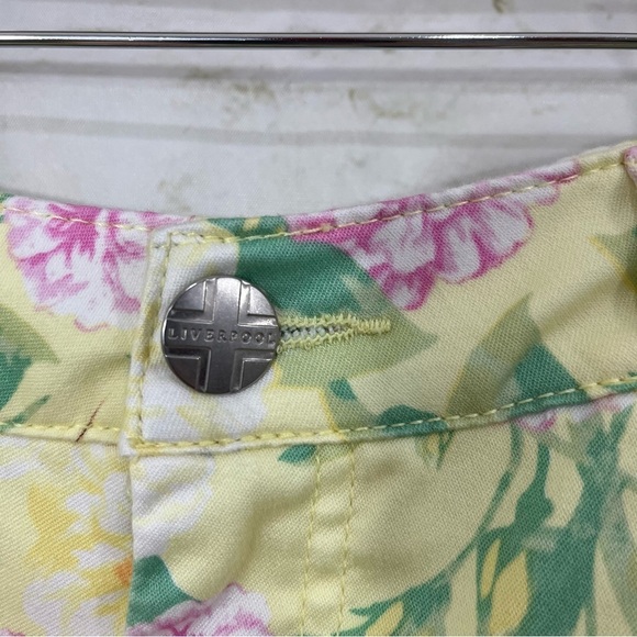Liverpool Yellow Floral Straight Leg Capri Pants - Picture 8 of 15